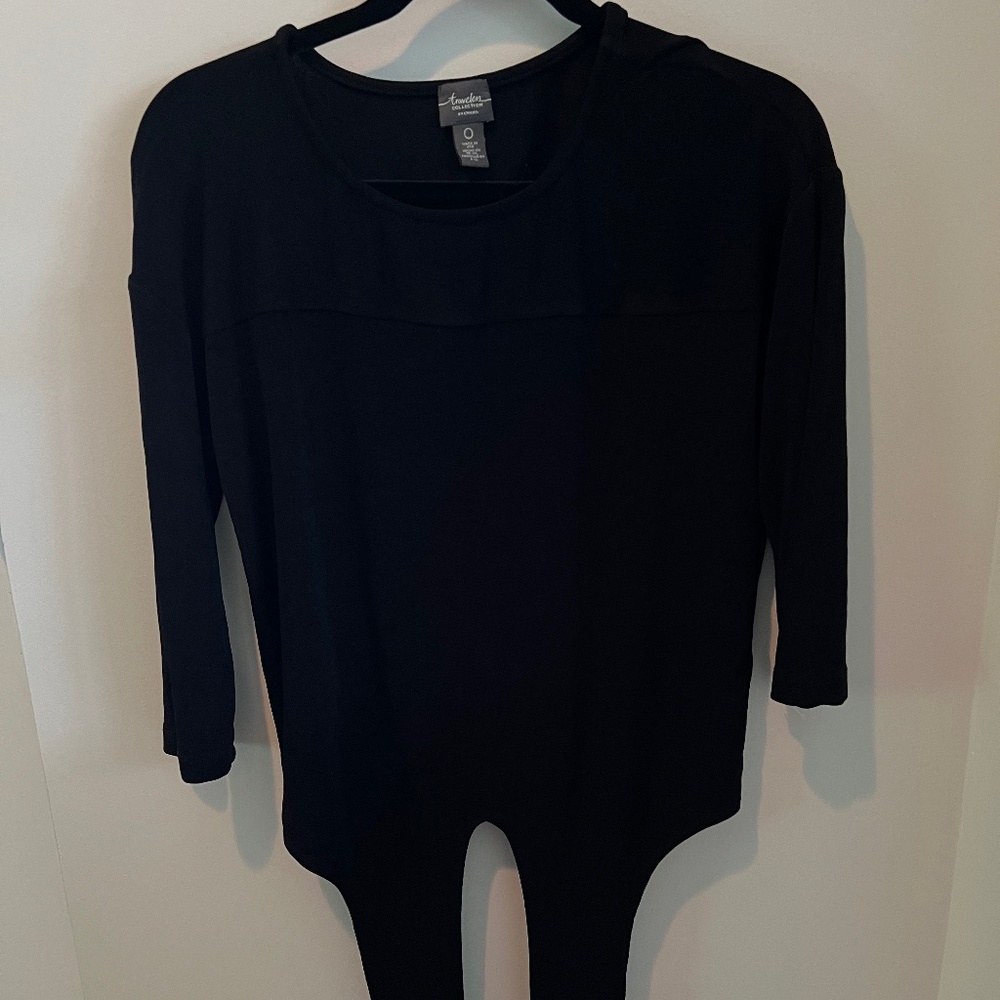 Chico’s Travelers Black Knit Tie Top Size 1 (Small)